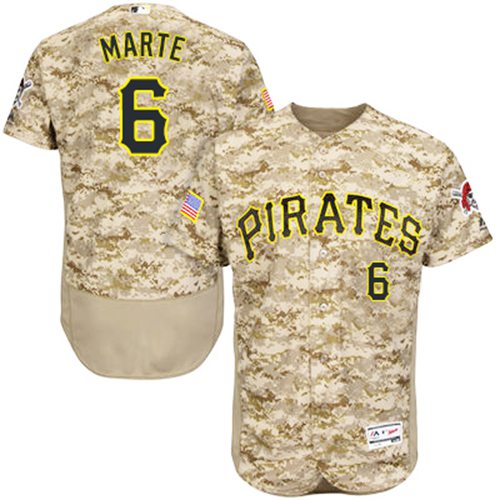 Pirates #6 Starling Marte Camo Flexbase Authentic Collection Stitched MLB Jersey